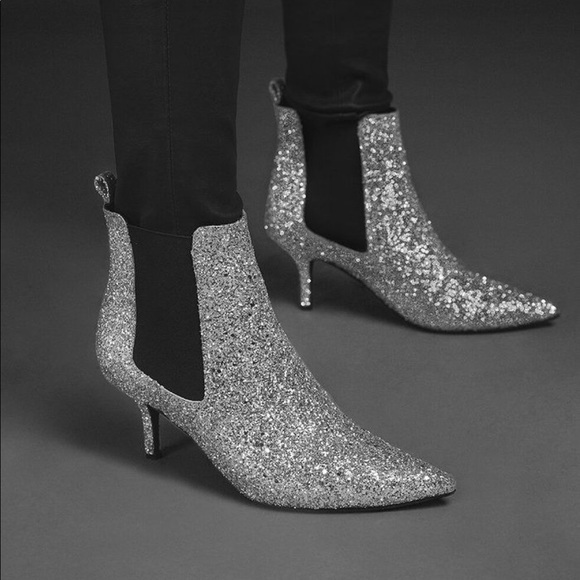 Anine Bing Stevie Silver Glitter boots NWOT - Picture 11 of 11